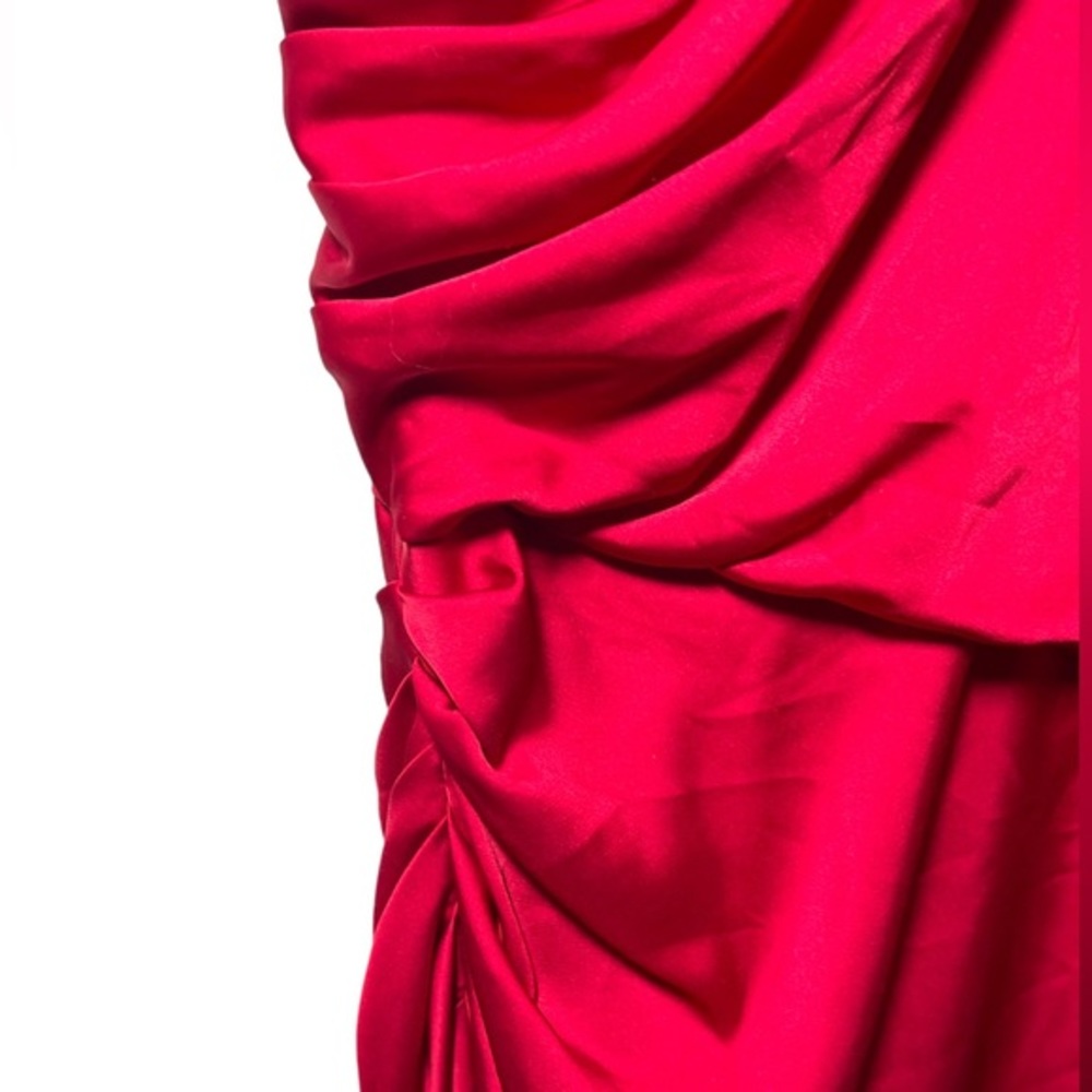 Cache Cherry Red One‎ Shoulder Ruched Dress - Picture 2 of 8
